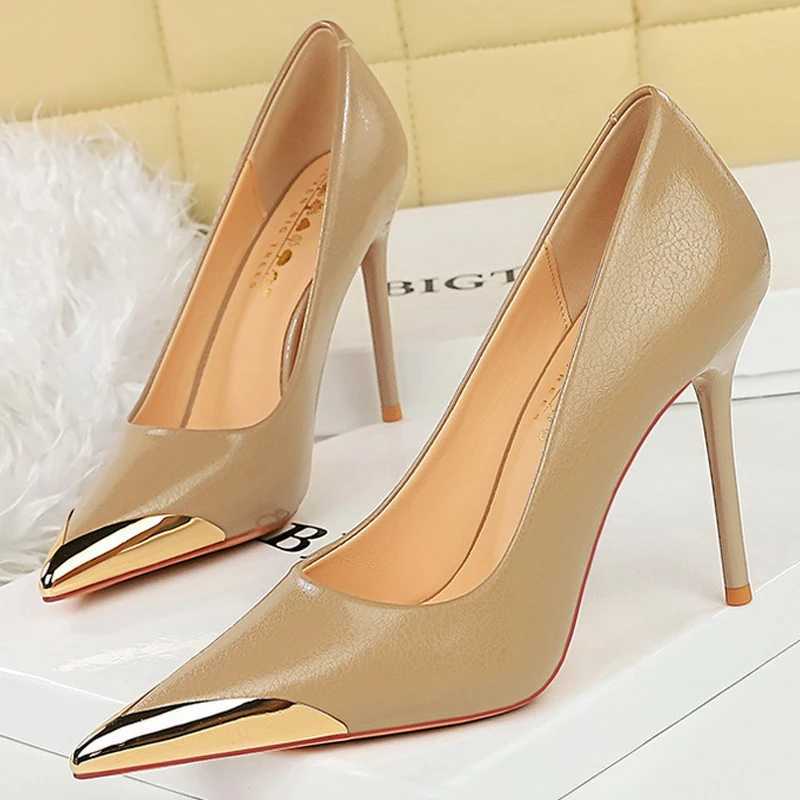 New Arrival BIGTREE shoes metal dot pointed womens pump fashion high heels womens shoes slim high heels Pu leather womens pump 2025 new model T250110