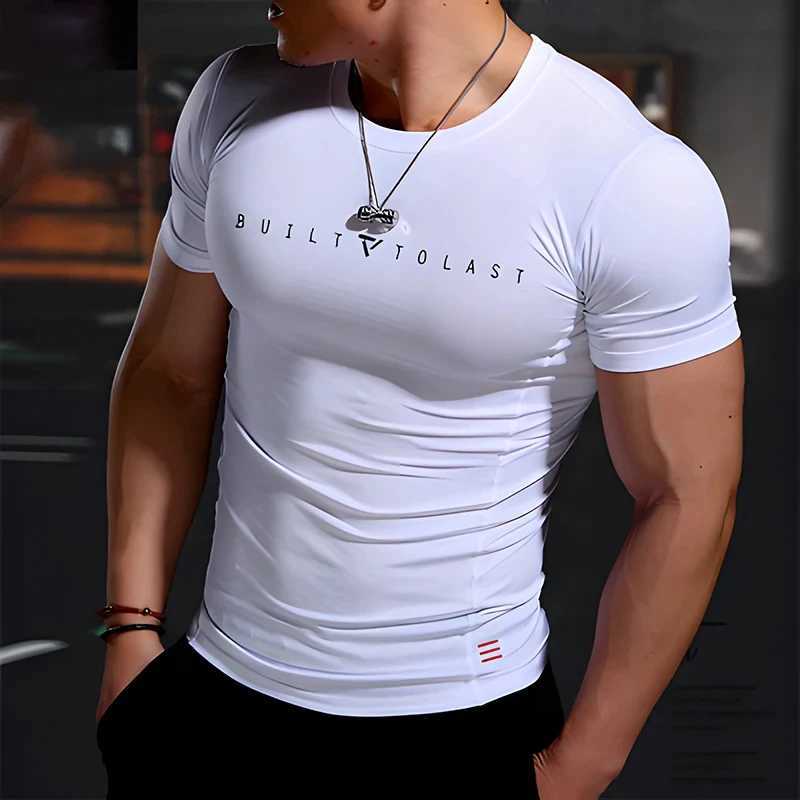Summer Fitness Muscle Fitness Set Short Sleeve Quick Drying Training Running Exercise Elastic Tight Mens Sports T-shirt W250111