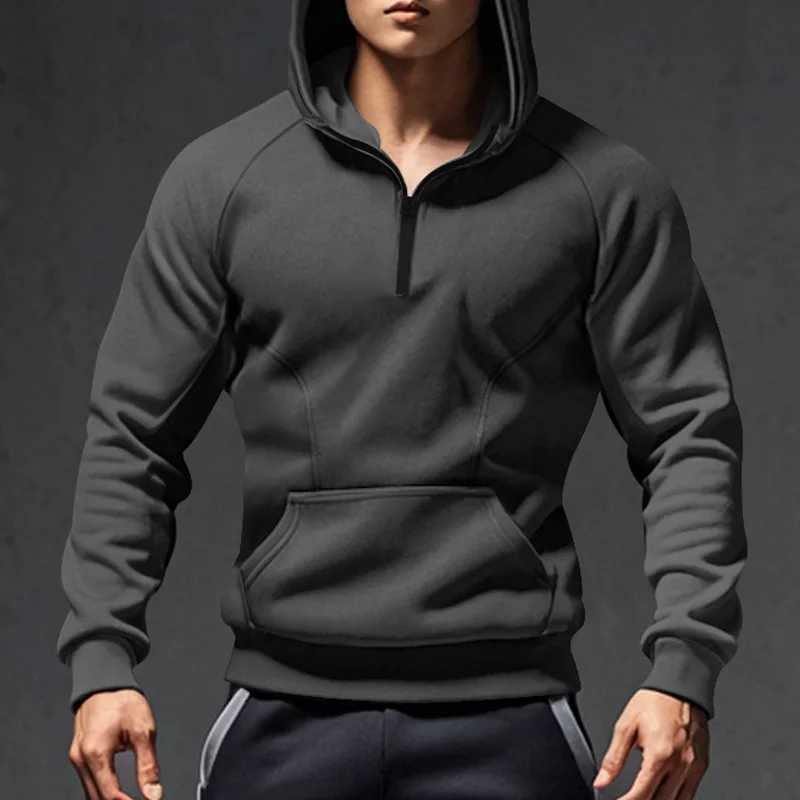 European and American long sleeved sportswear mens casual zipper half zipper color blocked wool sportswear W250110