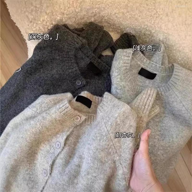 Women's Sweaters Korean Style Milk Fufu Grey Raccoon Velvet Knitted Cardigan Spring And Autumn Soft Waxy Lazy Sweater Coat High-grade Top