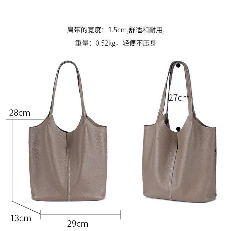 Women's Handbag Made Of Top Layer Cowhide, 2025 New Tote With Large Capacity Ladies' Versatile Single Shoulder Bucket Bag