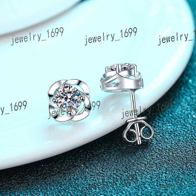 Four Prongs Moissanite 925 Sterling Silver Earrings GRA 5.0mm D Color Round VVS Moissanite Diamond Screw Back Stud Earrings