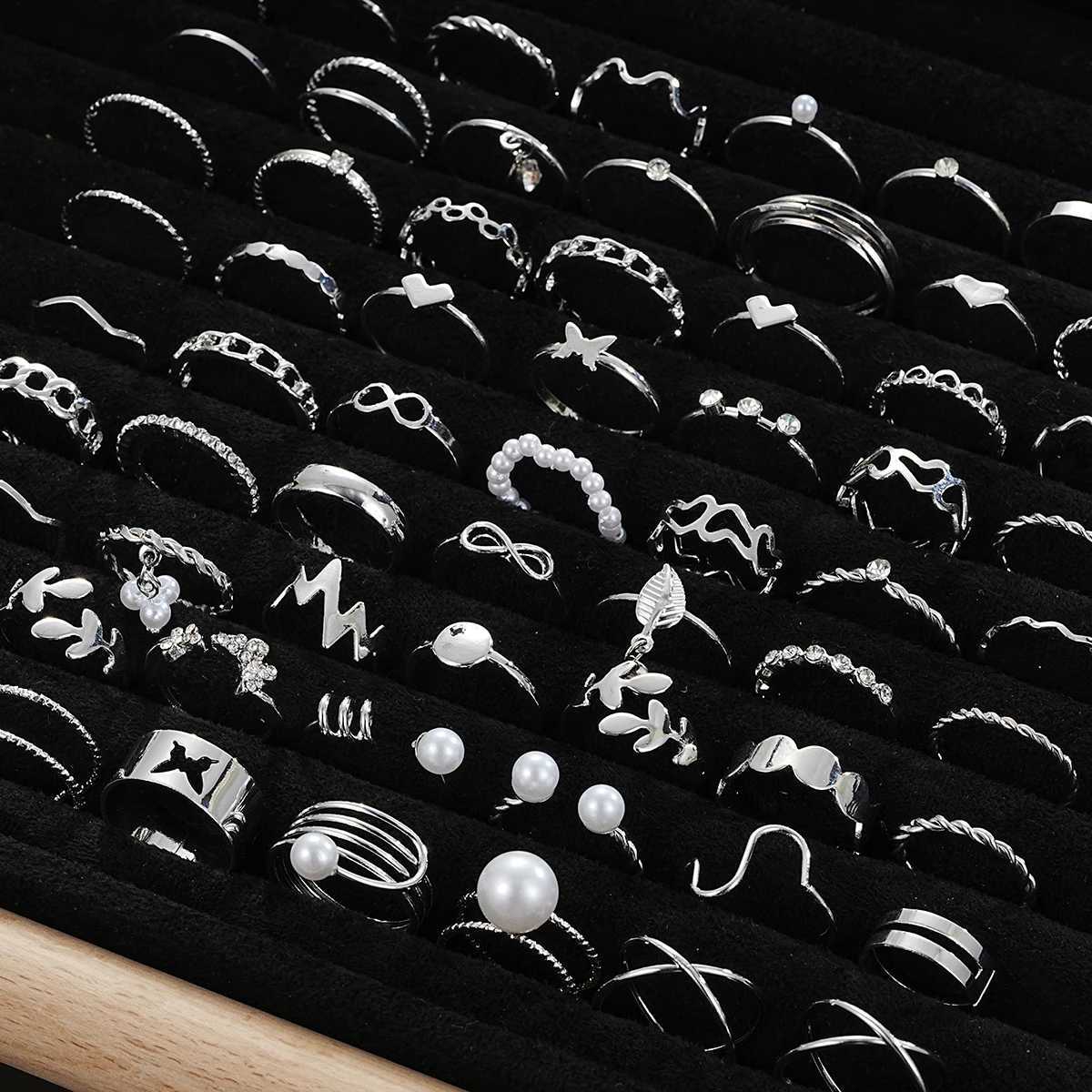 64-piece Ring Set Figure-8 Leaves Geometric Creativity Simple Temperament La Pearl Ring SetXJ250110