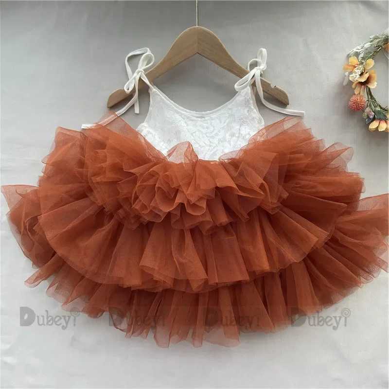 Preschool Girl Lace Tutu Childrens Dress Cute Layered Ruffle Vestidos Fashion Baby Birthday Par Dress Boutique Clothing W250111