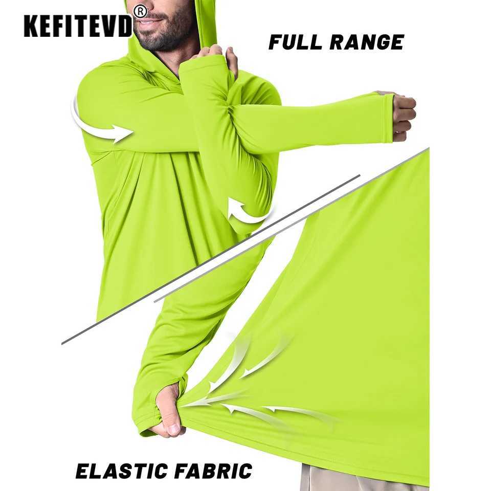 KEFITEVD Mens UPF 50+Quick Drying Long Shirt Lightweight Sunscreen Long Sleeve T-shirt Outdoor Thumbhole Rush Protective Top W250111