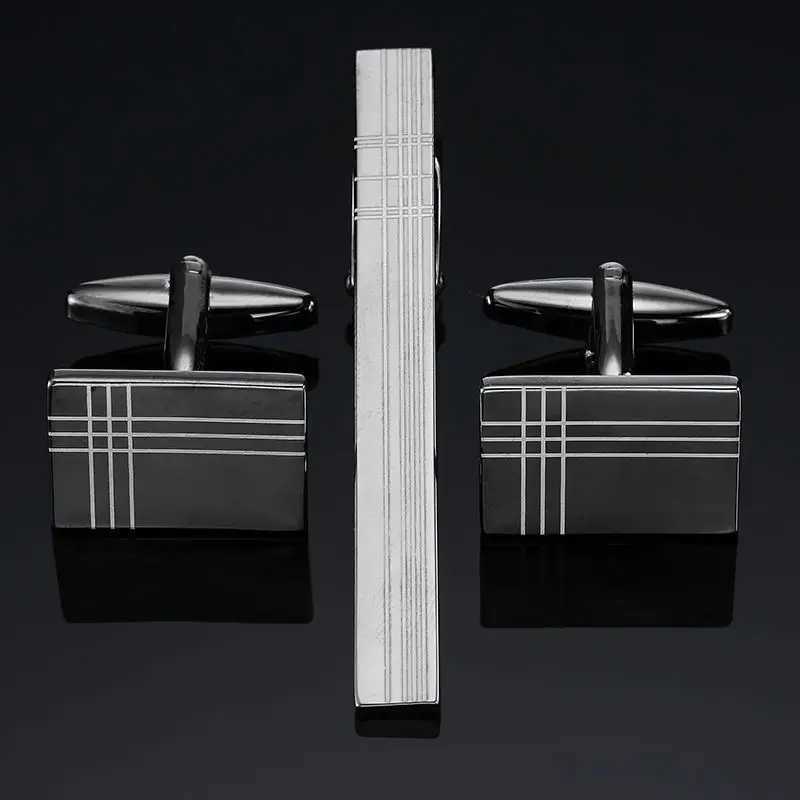 A set of high-quality brass enamel collar clip cufflinks set for mens busin dr accessories French shirt cufflinks tie clip set W250111