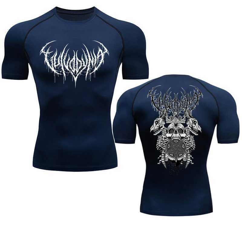 Y2K Skeleton Compression Shirt Mens Sprint T-shirt Fitness Fast drying Breathable Black Fitness Sportswear Fitness W250111