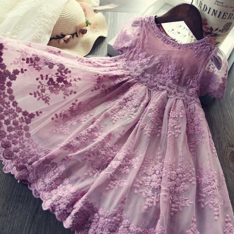 3-8-year-old childrens girls summer dress lace Tutu Par princess dress white wedding dress baby girls casual clothing childrens clothing W250111