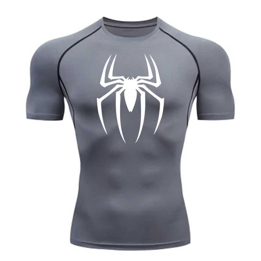 New compression shirt mens fitness gym superhero sports running T-shirt Rashgard top three-way quick drying short sleeved mens T-shirt W250111