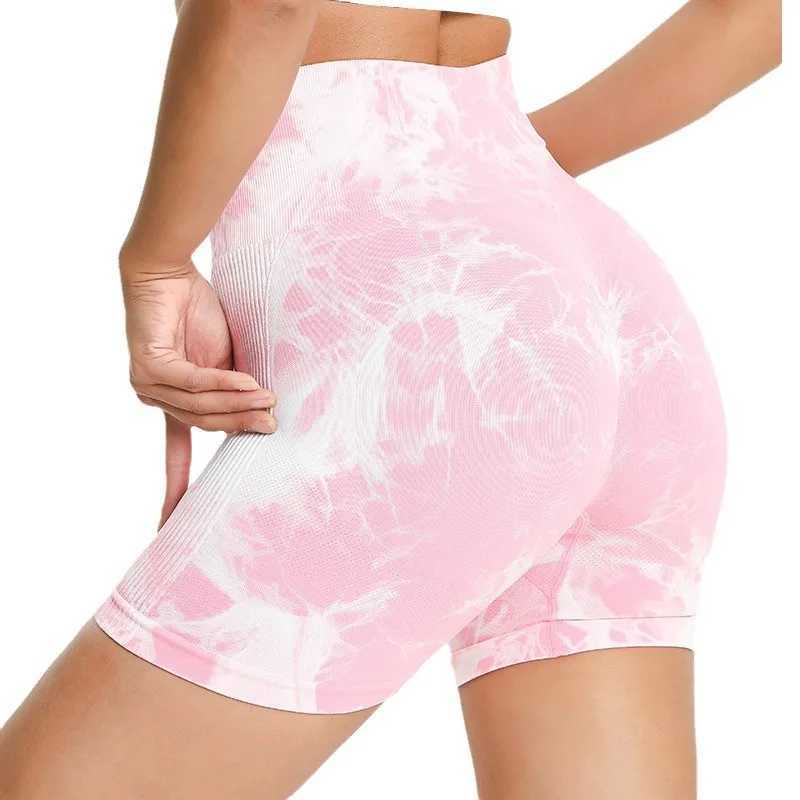 High Waist Yoga Shorts Women Seamless Push Up Shorts Gym Workout Running Shorts Tie Dye Fashion Knit Slim Three Point PantsXJ250111