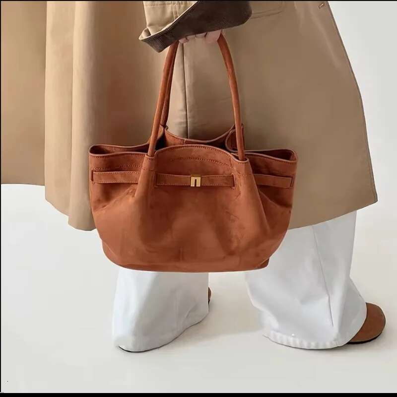 Fashion Faux Suede Bucket High Quality Shoulder Designer Crossbody Dumpg Bag Women Pleated Drawstring Handbags Chic