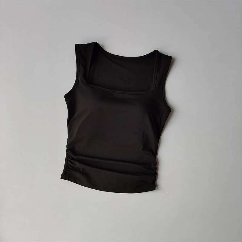 Square Collar Fixed One-Piece Sports Vest For Women Running Breast Collection Cross Shaped Fiess Bra Pilates Yoga Suit Summer