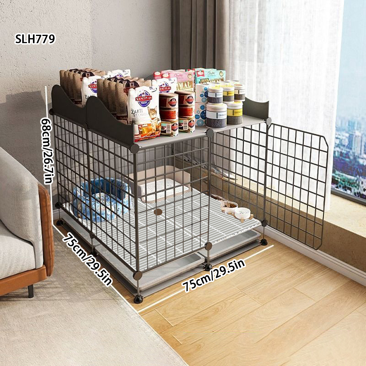 Indoor Medium Dog Kennel with Integrated Loo Area for Toy Breeds like Teddies & Cockers