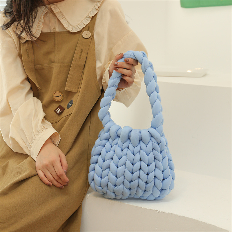 Iceland Coarse Yarn Hand Woven Material DIY Homemade Designer Handbag Handbag Shoulder Bag Diagonal Cross Finished Product