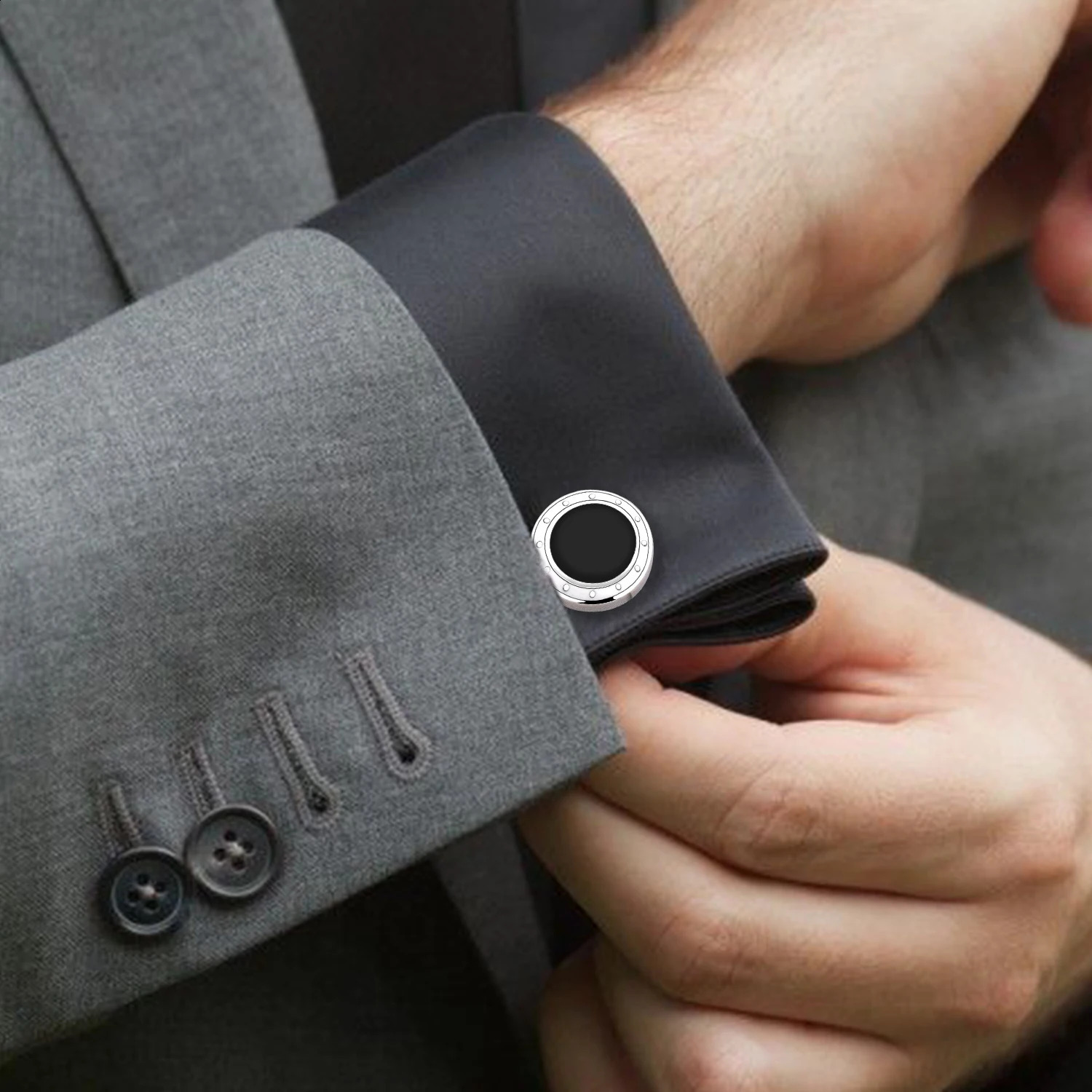 TAIGRAMA Blue Black Enamel Cufflinks Button Cover for Men shirts Mens Wedding Dress Cover Buttons Jewelry Elegance Cuff Links 250107 L251024