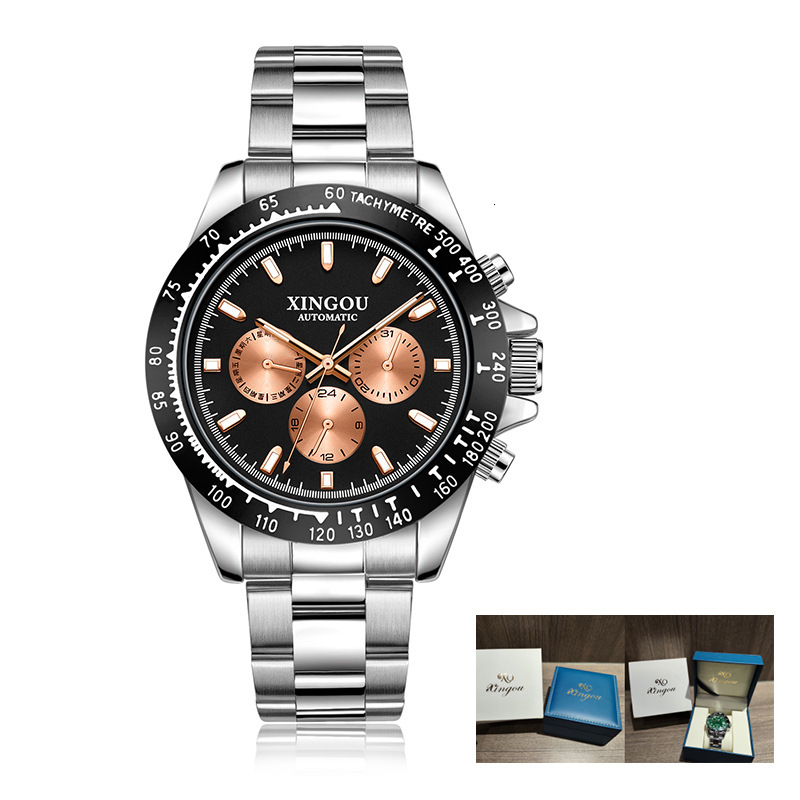Men's Automatic Mechanical Watch with Gold-Toned Stainless Steel Band and 30M Waterproof