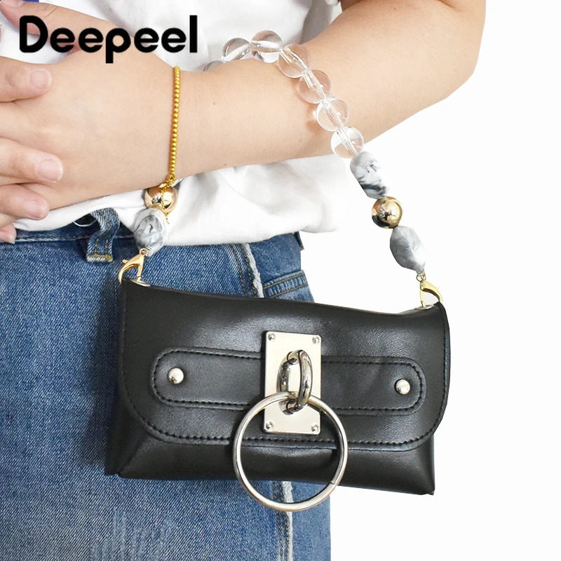 Deepeel 43-46cm Retro Acrylic Handbag Shoulder Strap Pearl Resin Stone Chain Lower Arm Bag Replacement Handle DIY Accessories 250109
