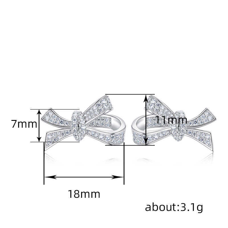 CAOSHI Custom Exquisite Design Bow Knot Shaped Paved Full Simulated Moissanite Earrings For Silver Plated CZ Stud Earrings Women