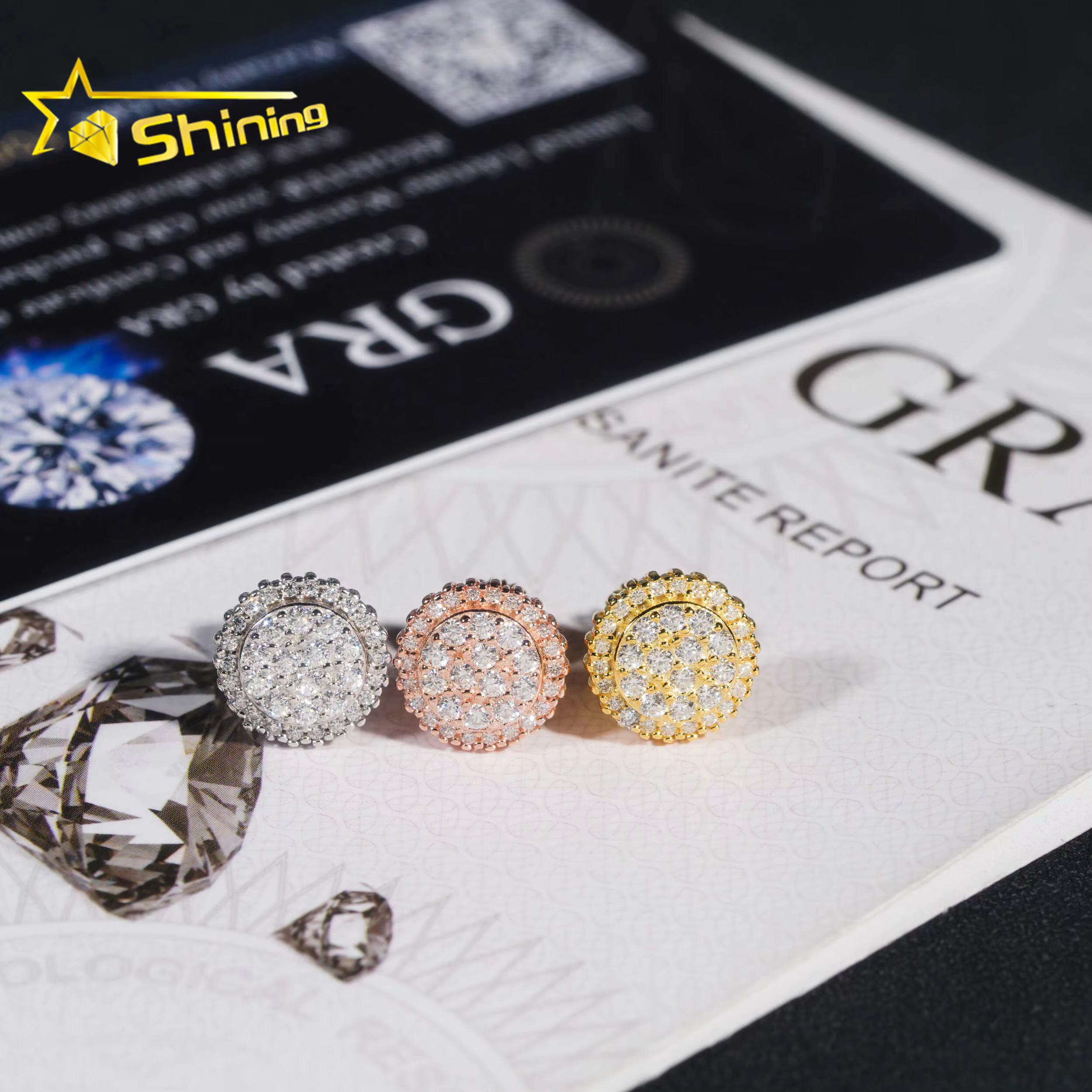 Ready to ship earring Fine Jewelry Gold Plated Sterg Sier VVS Dia Moissanite Screw Stud Earrings