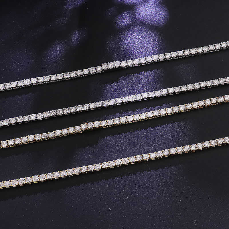 2025 Designer necklace 4MM 3mm 10K 14K real gold Wholesale Price Moissanite Chain Tennis Link Chain Moissanite Hip hop Tennis Necklace jewelry chain