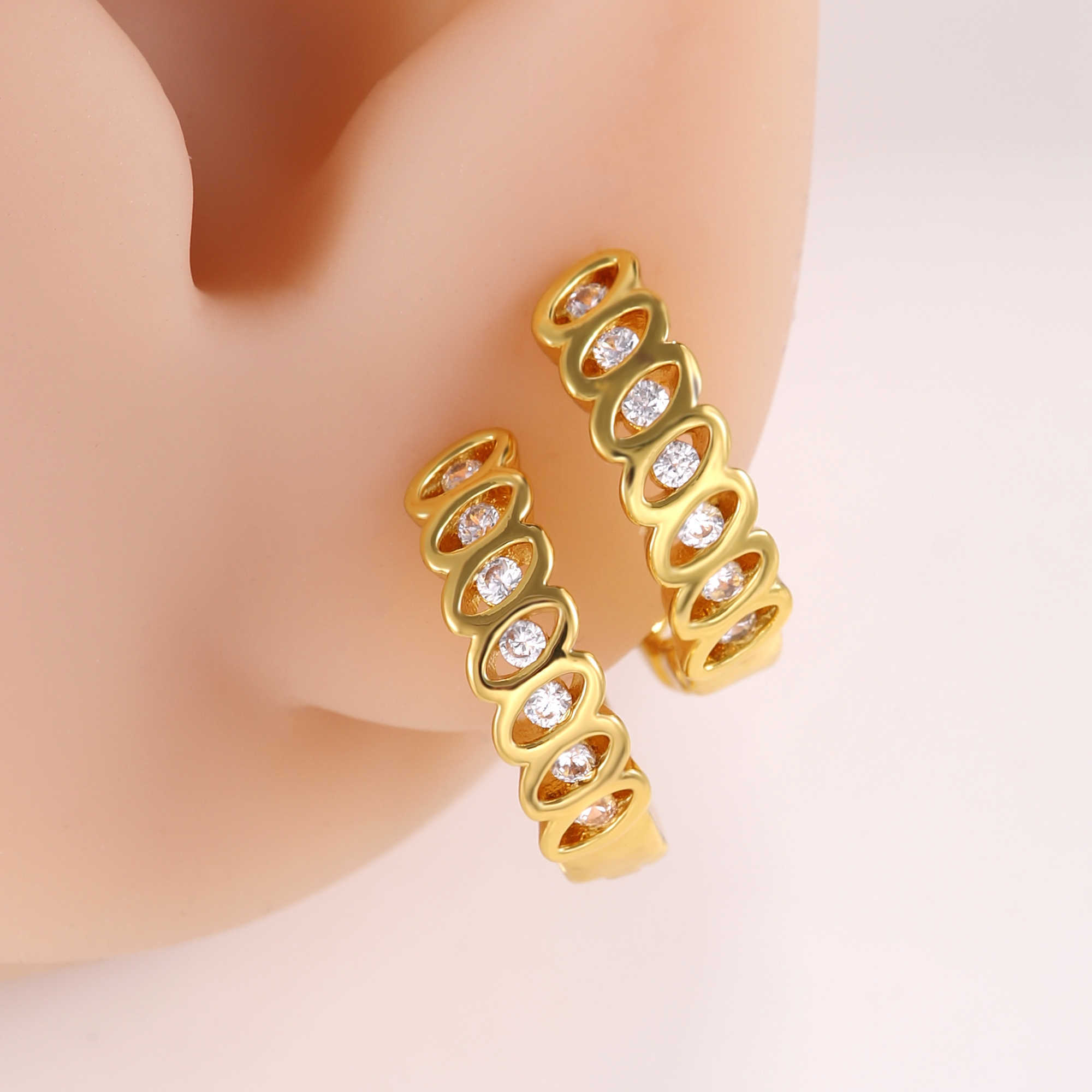 Womens 18K Gold Silver Plated Hoop Earrings Moissanite Simulated Diamond Pearl Hypoallergenic New Year Christmas Jewelry Gift