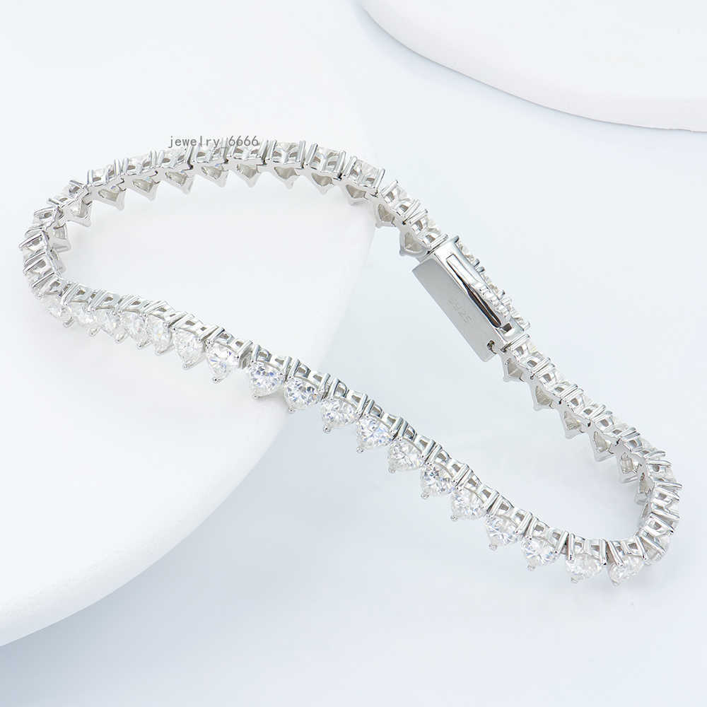 Pass Diamond Tester 925 Silver 4*4mm Heart Shape VVS DEF Mossanite Diamond Tennis Bracelet Fashion Jewelry For Party For Wedding