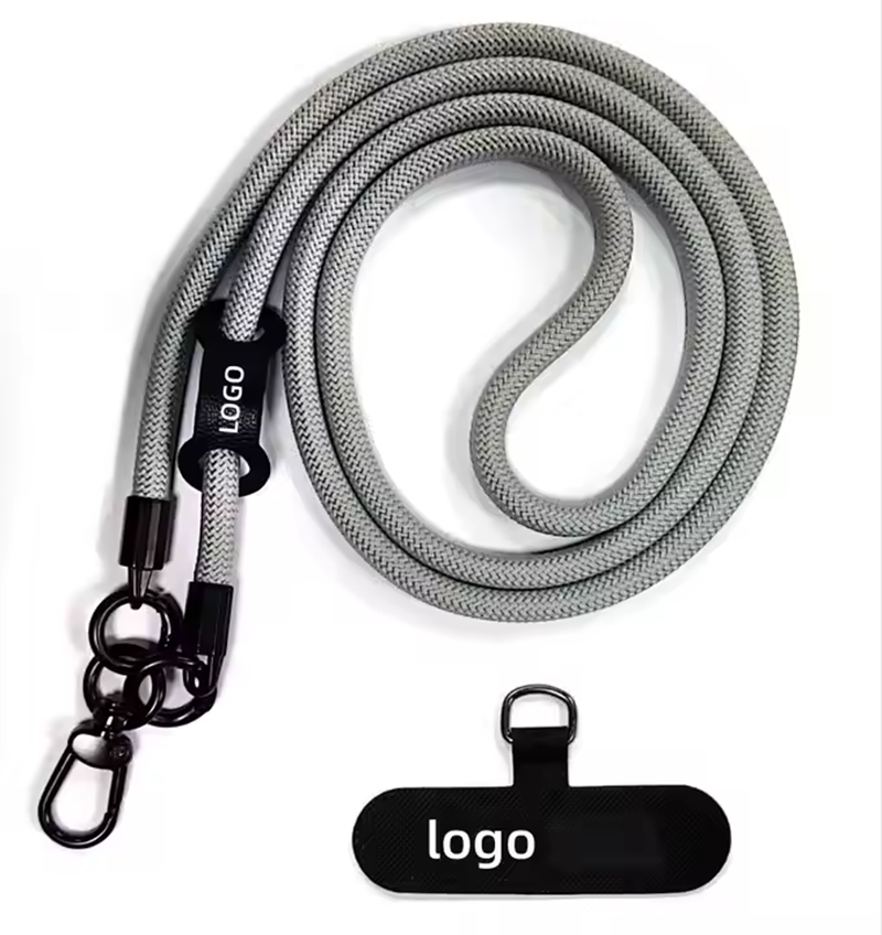 Factory Custom LOGO Crossbody Polyester Mobile Phone Roust Circular Long Phone Lanyard Fastener Fashion Outdoor Polyester lanyard Custom color and sha