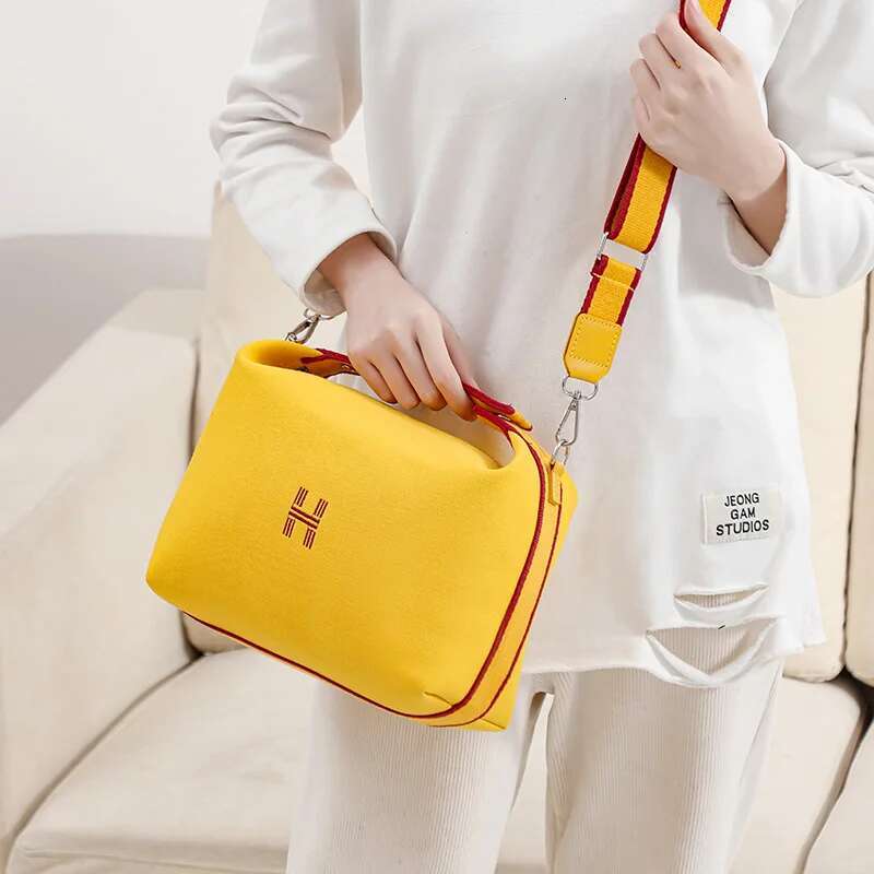 Canvas Crossbody Bags Youth Fashion Casual Large Capacity Ladies Shoulder Solid Color Women Messenger Cosmetic Bag