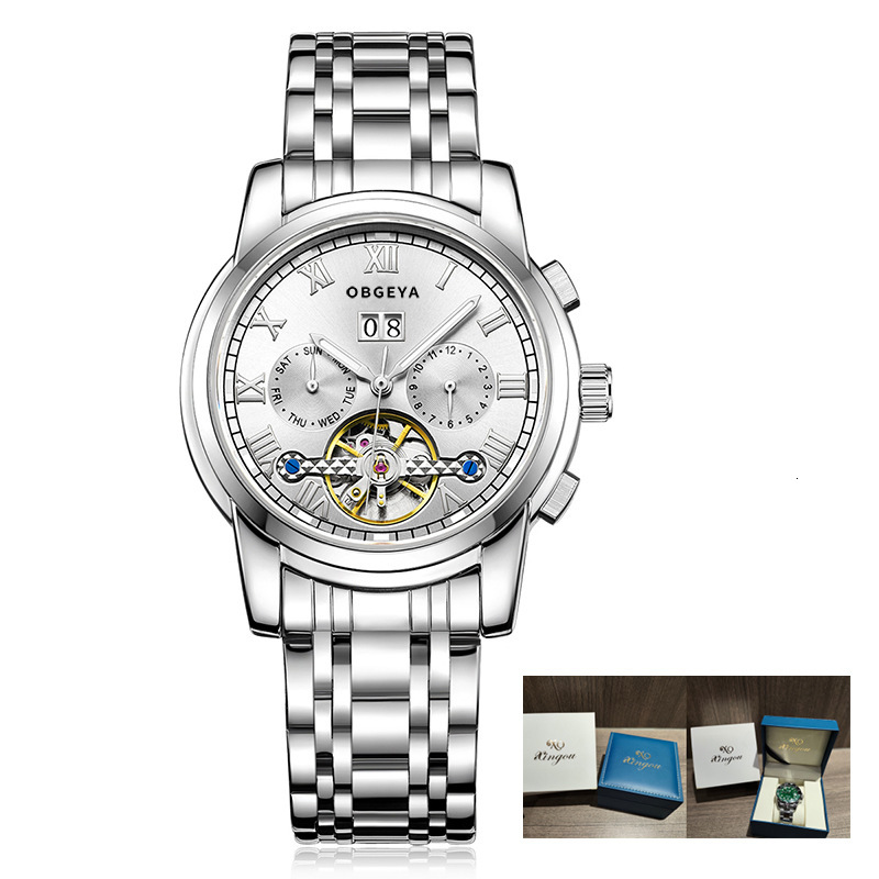 Men's Fashionable Waterproof Skeleton Automatic Mechanical Watch with Date Display
