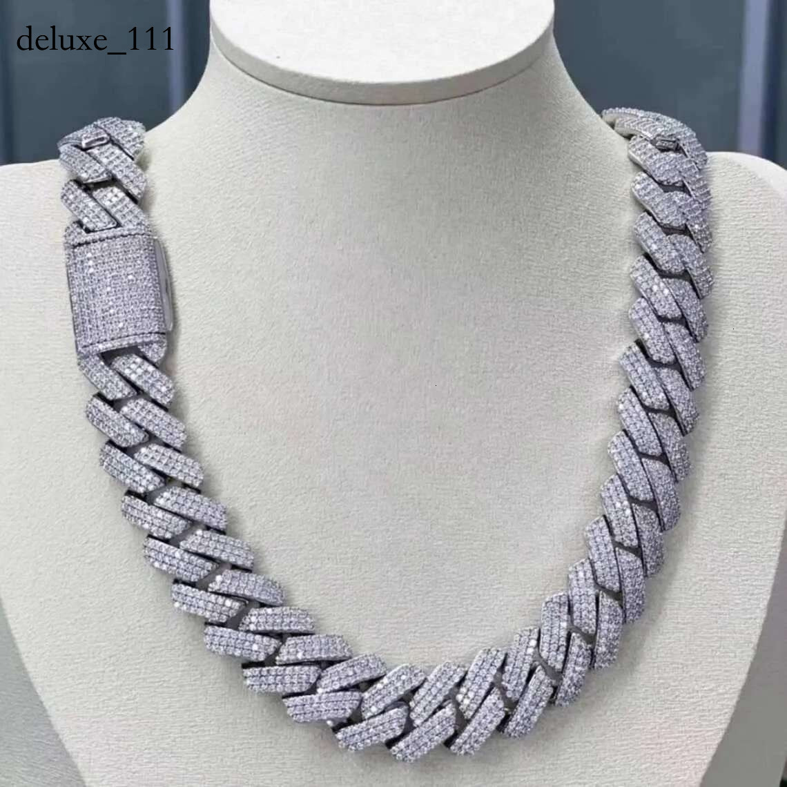 Necklace moissanite chain cuban k chaiawless d Vvs Moissanite 18mm Iced Cuban Chain Sier