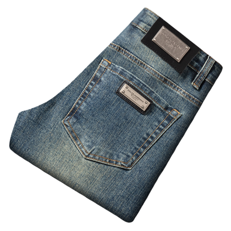 Men's Jeans Men Spring Autumn Slim Fit European American High-end Brand Small Straight Pants F283