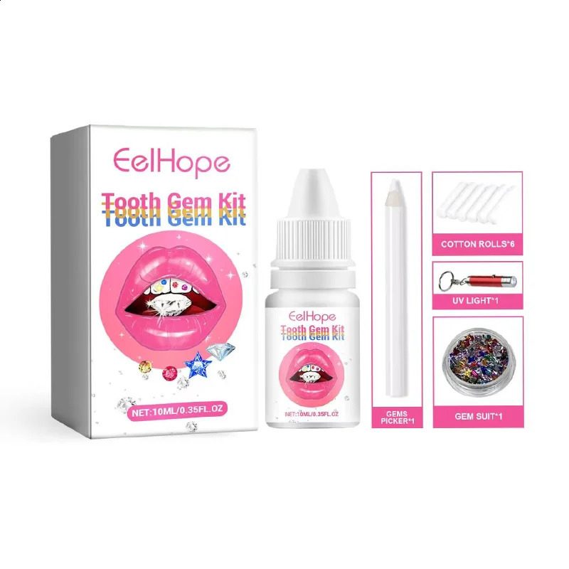 DIY Tooth Jewelry Kit Teeth Gems Kit with Glues Curing Light Firm Reliable Teeth Gemstone Crystal Tooth Ornaments Jewellery 250107