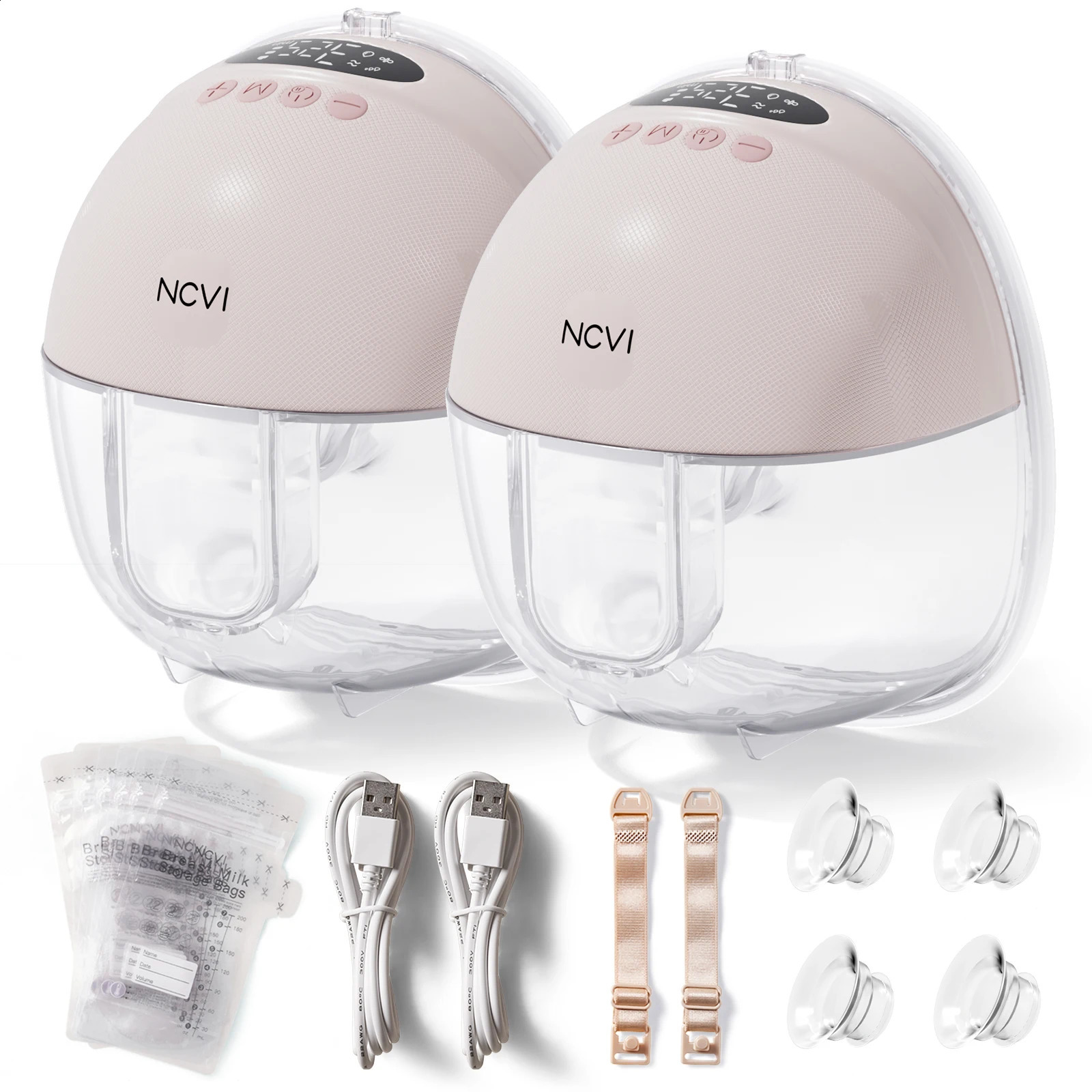 NCVI Wearable Electric Pump Hands Free Breast Pump4 Modes 9 Levels192124 mm Flanges with Smart Display 250110