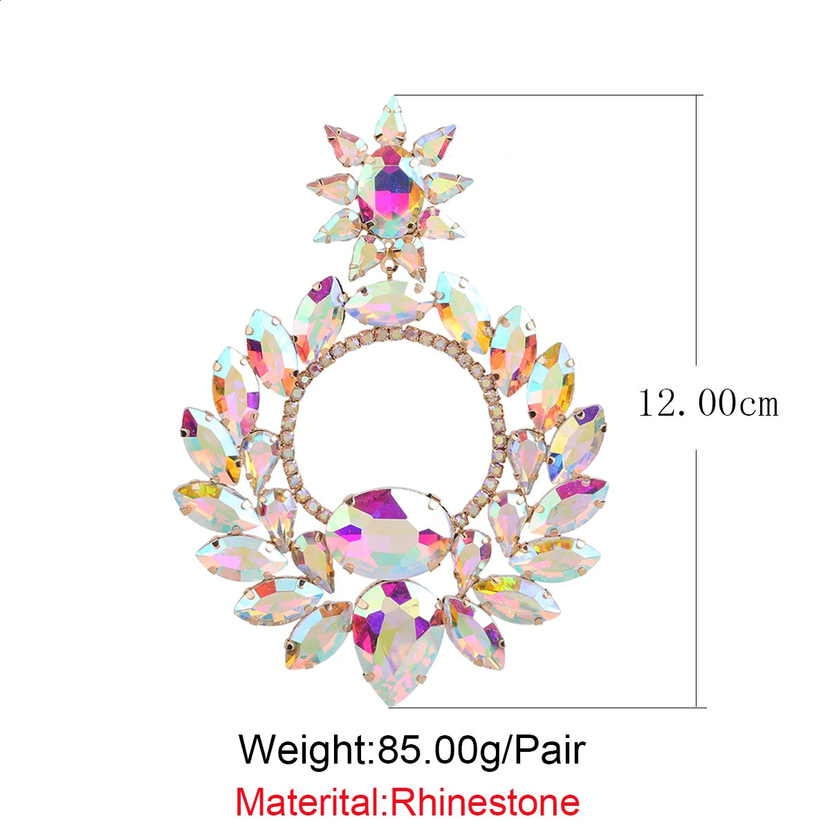 High Quality Declaration Earrings Large Round Bright Pendant Womens Earrings Water Diamond Fashion Jewelry Wedding Evening Dress 250110