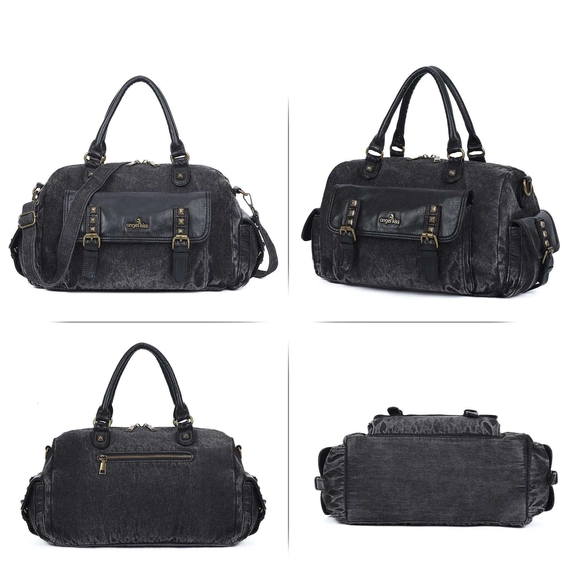 Angelkiss Women Handbags Satchel Top-Handle Denim Bag Large Dumpg Fabric Shoulder Bags Phone Money Pack