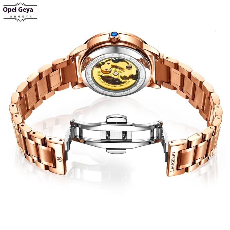 Luxury Fashion Night Glow Waterproof Diamond-Encrusted Skeleton Ladies' Automatic Mechanical Watch