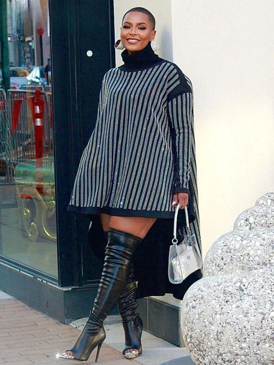 Women Long Sleeve Turtleneck Dias Hot Rhies High Low Loose Maxi Dress 2025 Evening Sexy Party Dresses Vestidos