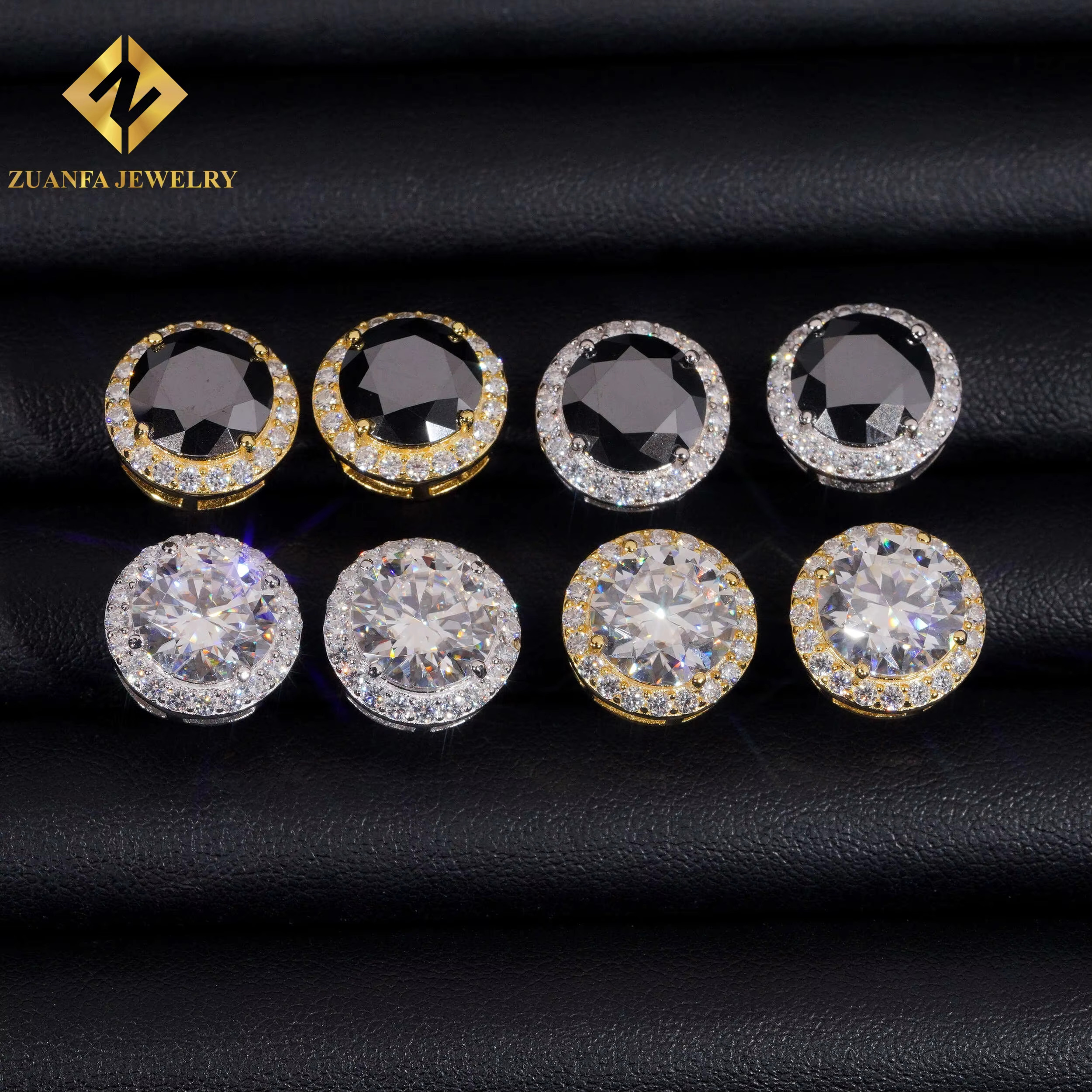 Sterg VVS Moissanite Gold Sier Black White Stud Earring Dazzg and sparkg Jewelry Unisex