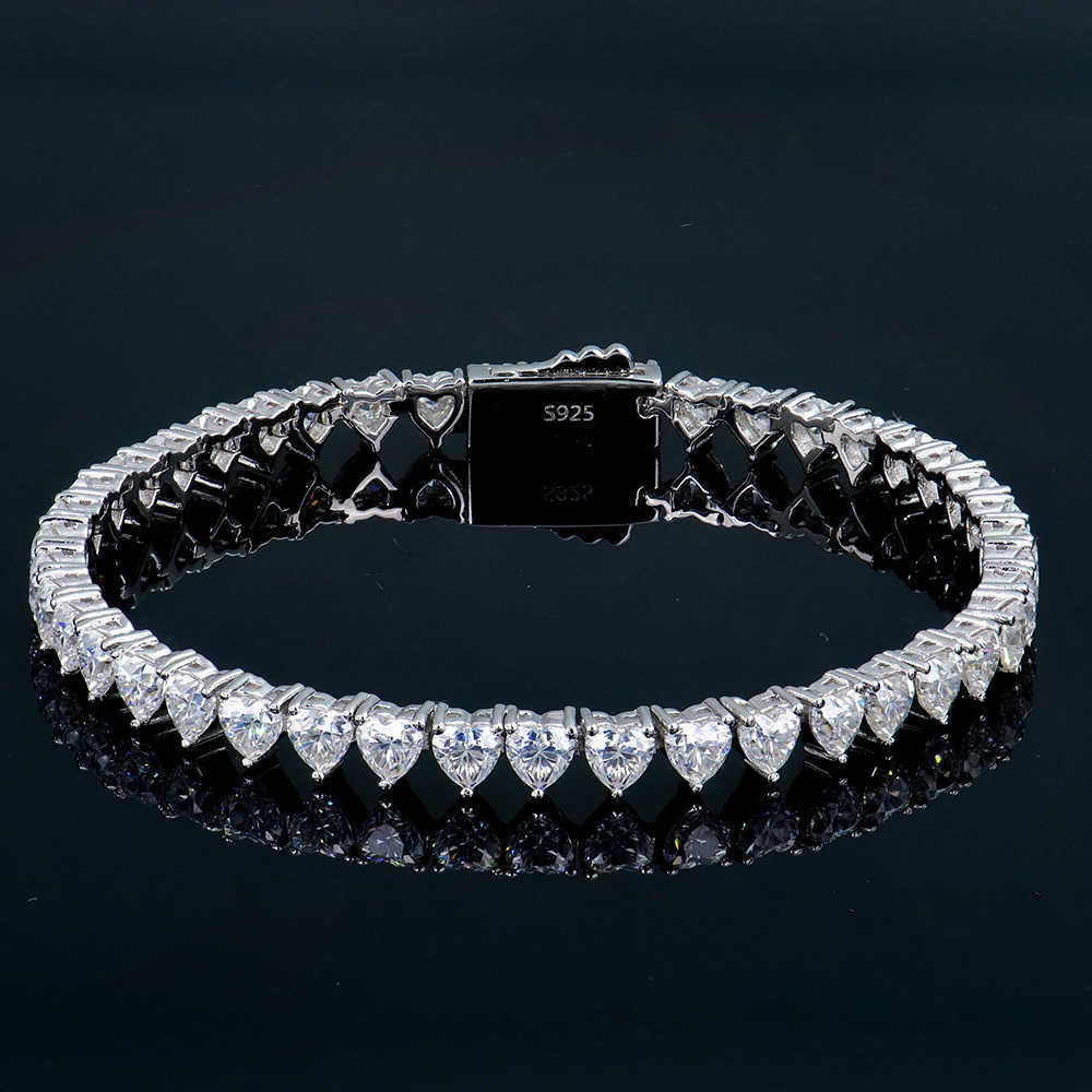 Pass Diamond Tester 925 Silver 4*4mm Heart Shape VVS DEF Mossanite Diamond Tennis Bracelet Fashion Jewelry For Party For Wedding