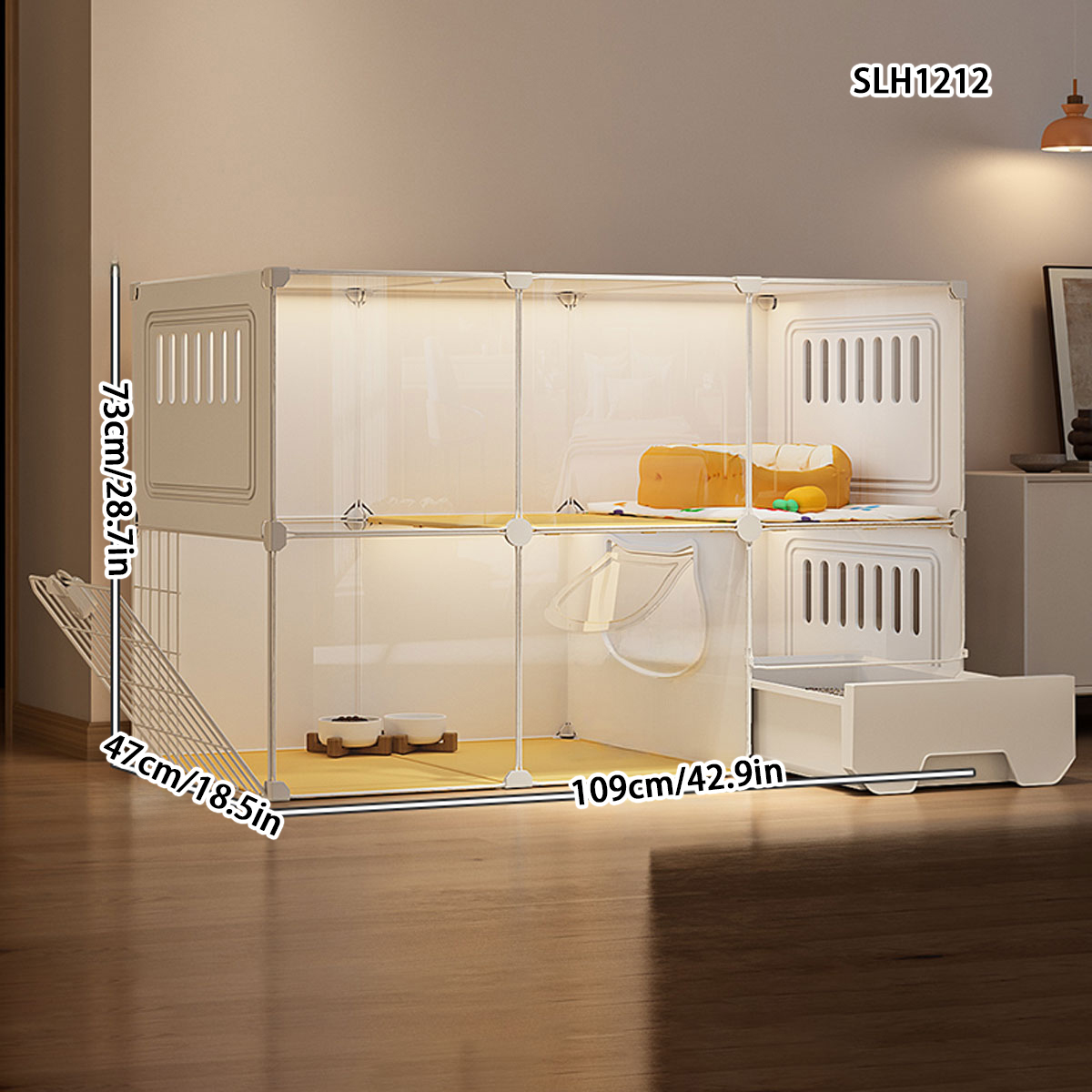 Compact Pet Kennel with Free Range Design - Home Use Kitty Condo