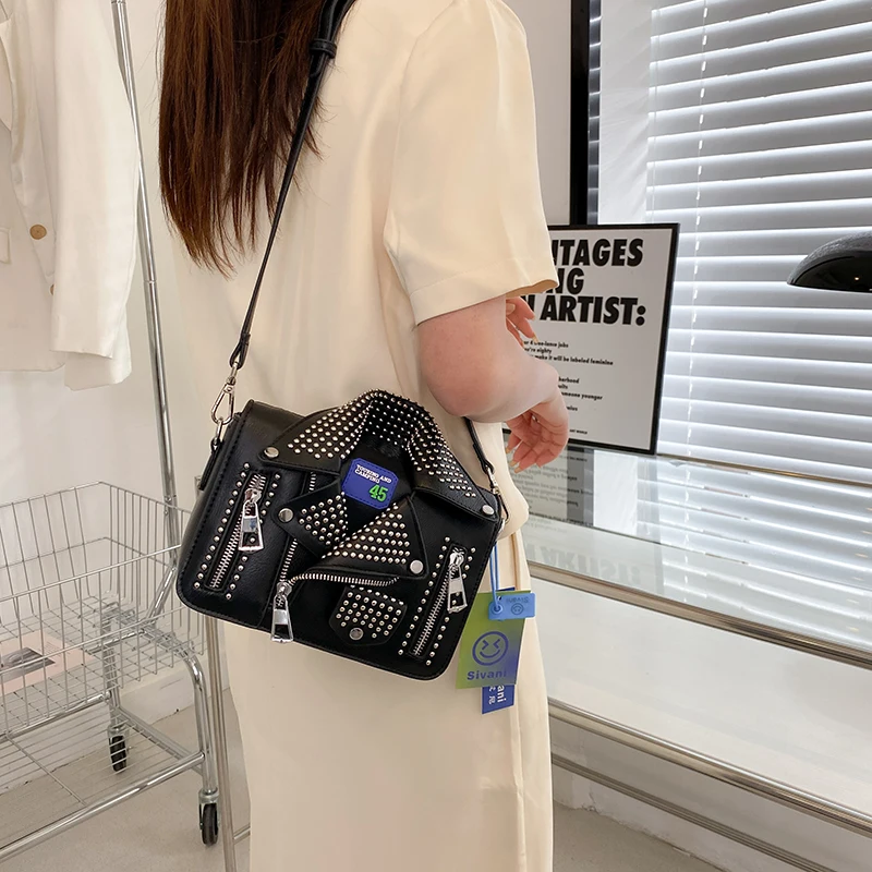 Branded Jackets Bags for Women Fashion Studded Crossbody Bag Personality Purses and Handbag Designer Shoulder Bag Top Backpacks