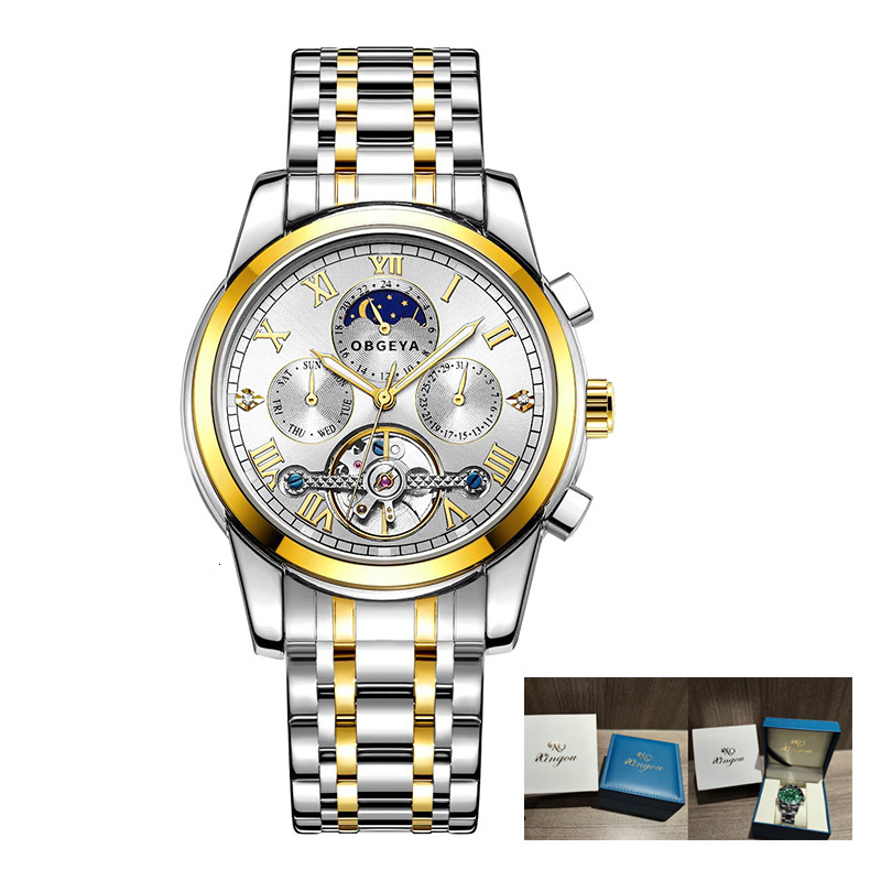 Fashionable Business Men's Watch with Moon Phase, Night Glow, and Waterproof Features