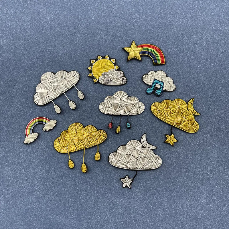 Cloud Starry Sky Hand-Stitched French n Creative Simple Fashion Indian Silk Brooch 250103