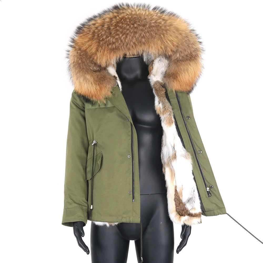 Short Men Parka Winter Jacket Natural Raccoon Fur Collar Hood Thick Warm Real Outerwear Streetwear Coat 250107