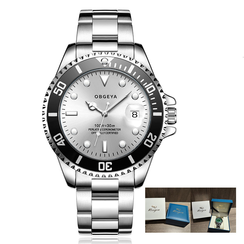 Men's Elegant Mechanical Watch with Large Dial, 30M Waterproof, and Stainless Steel Band