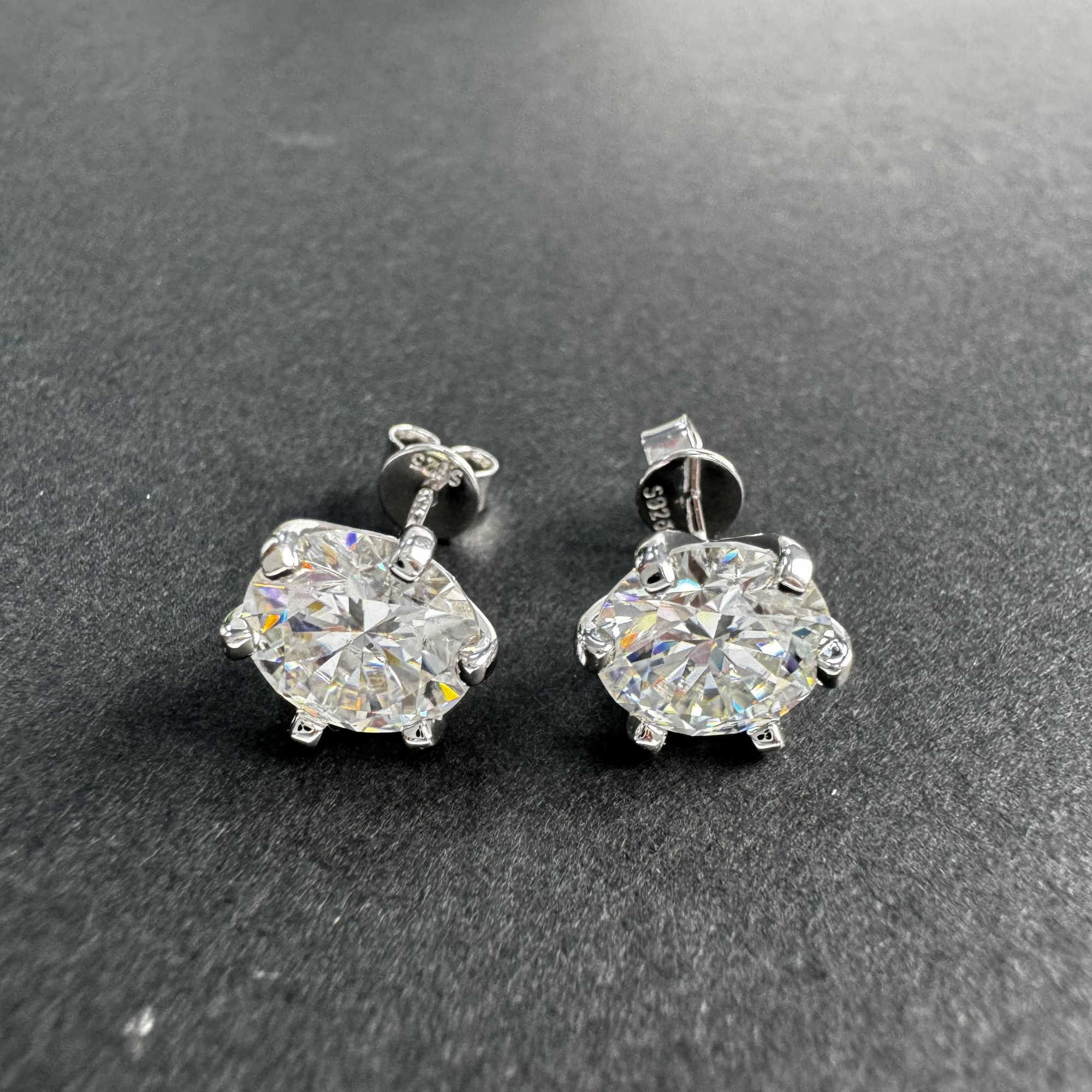round Shape Moissanite Earrings for Women Custom White Gold Plated Sterling Silver Elegant Chic Accessory