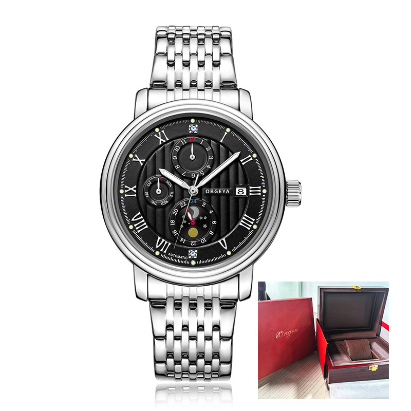 Luxury Business Mechanical Watch with Stainless Steel Band and 30M Waterproof