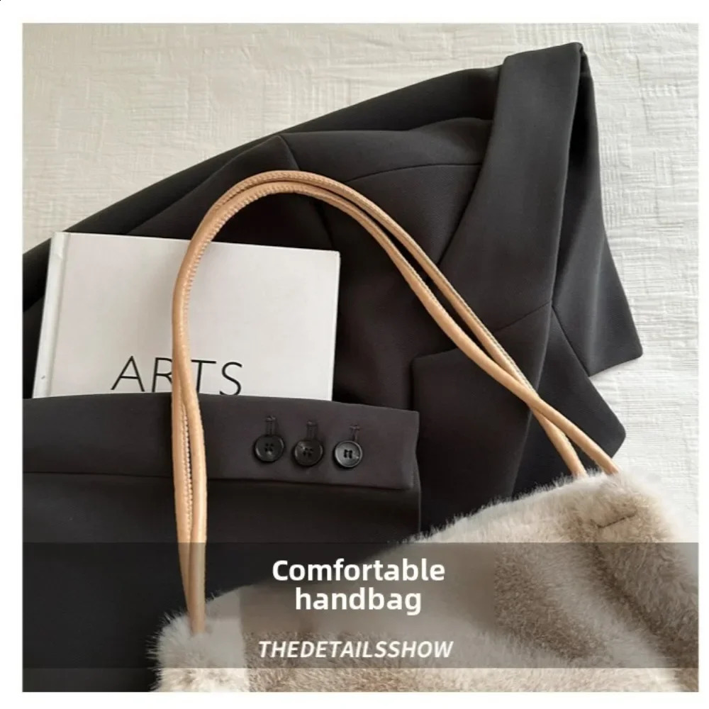 Fashion Plush Winter Bucket Womens Bag Solid Color Casual Generous Comfortable High-end Versatile Handbag Shoulder 250106