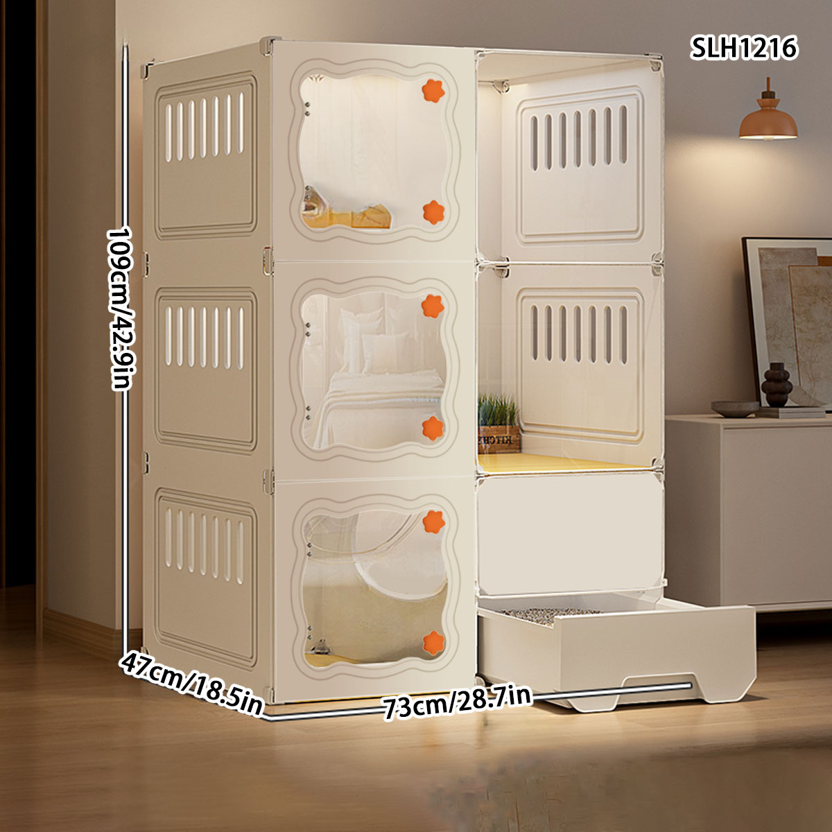 Compact Pet Kennel with Free Range Design - Home Use Kitty Condo