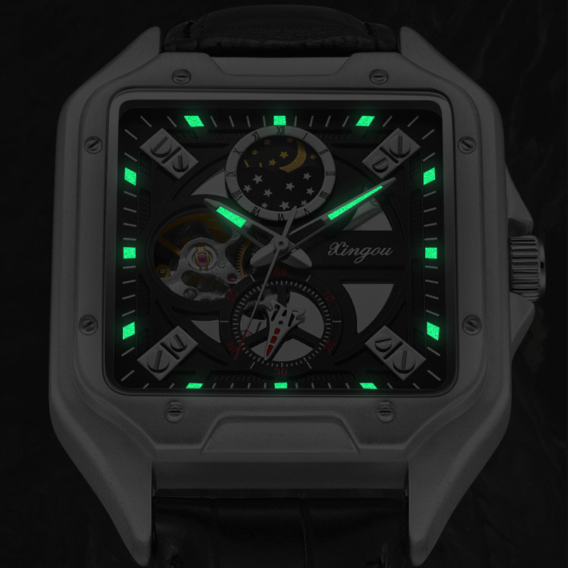 Luxury Business Mechanical Watch with Starry Sky, Night Glow, and 30M Waterproof
